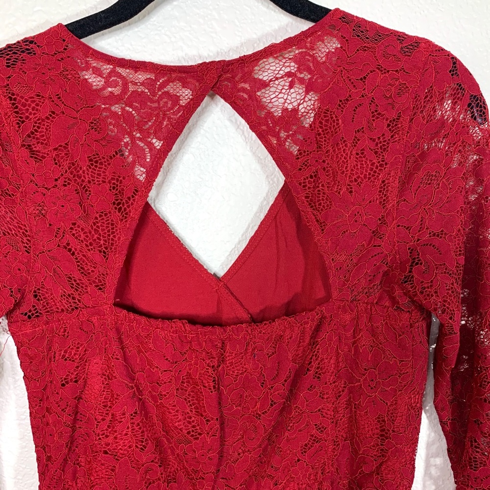 Abercrombie &Fitch Red Lace XXS Long Slee… - Picture 8 of 10